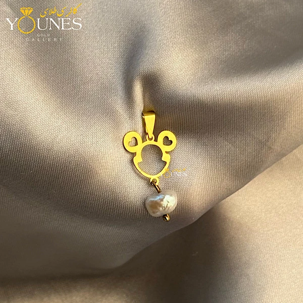 تصویر دوم آویز میکی موس مرواریدی طلا